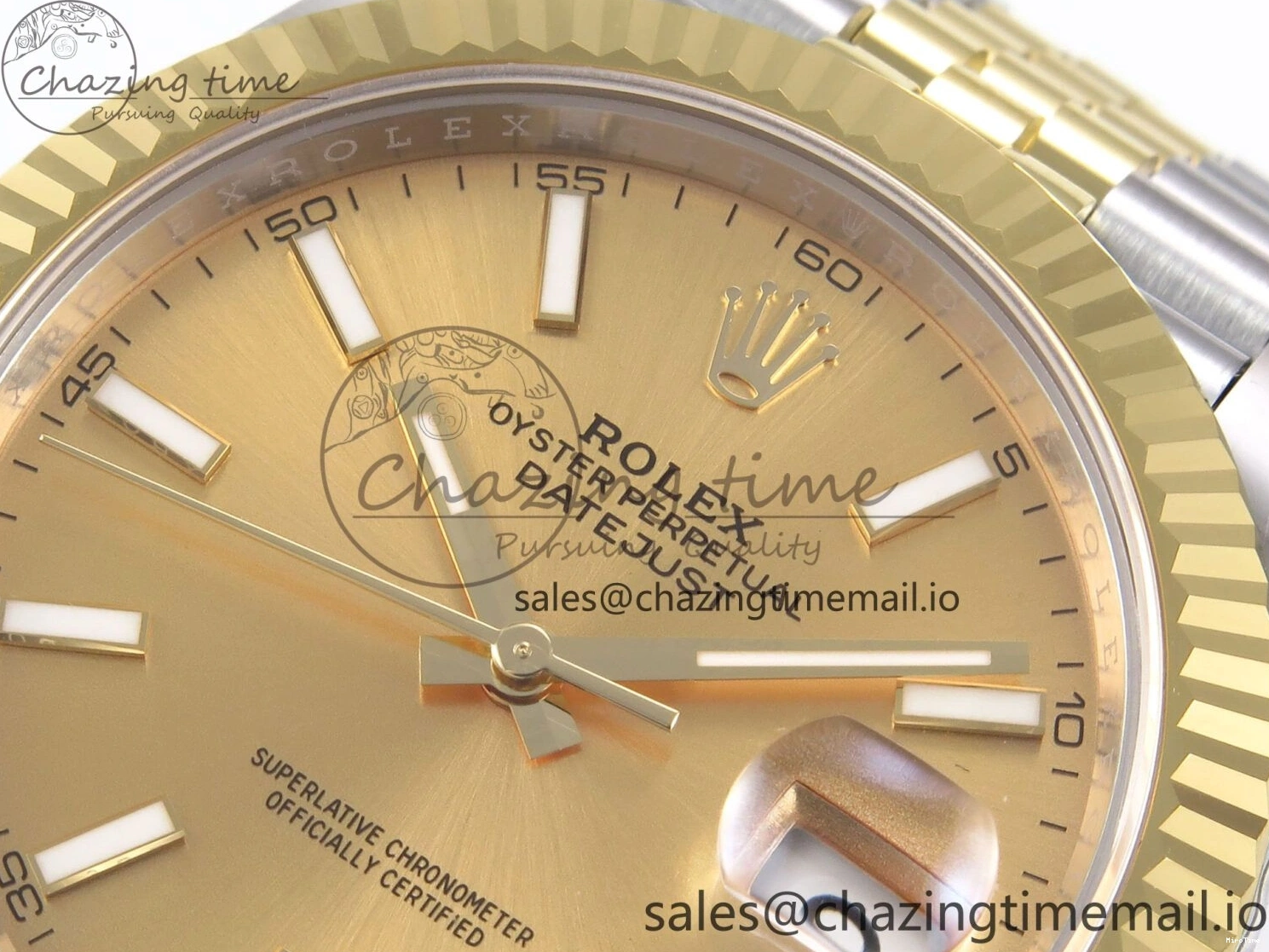 MiroTime 0127 Vibrant DateJust 41 126333 EWEF Best Edition YG Stick Dial on SS YG Jubilee Bracelet A 990